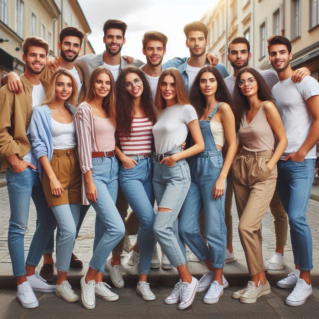 A group of young men and women posing for a group portrait.