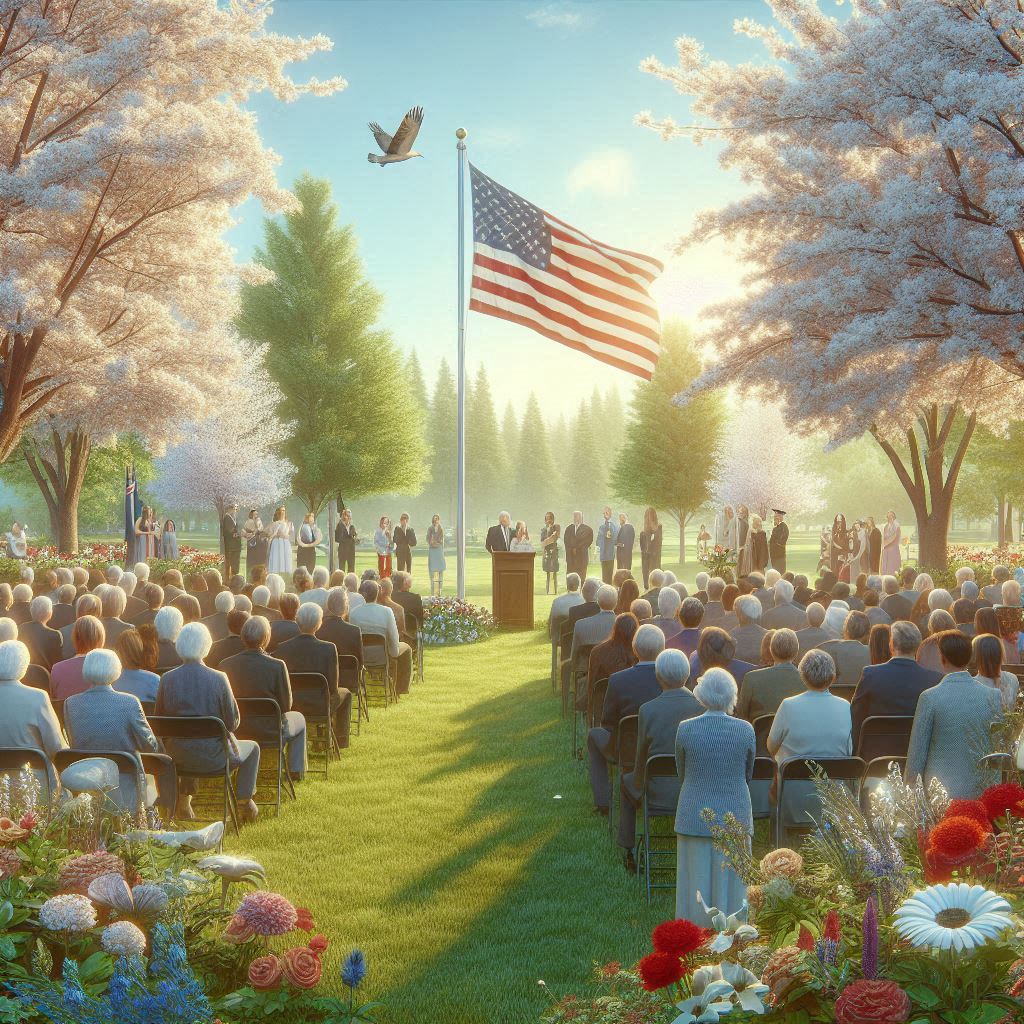 An outdoor Memorial Day service.